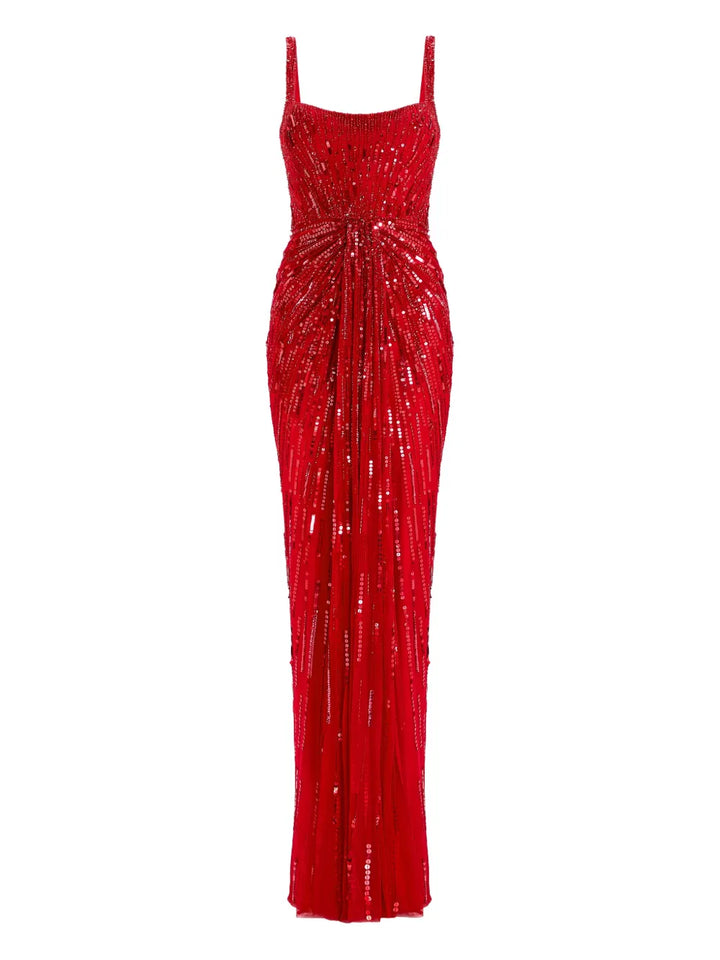 Jenny Packham Sequin Embellished Chrissy Dress — Red — Size XS — Front View