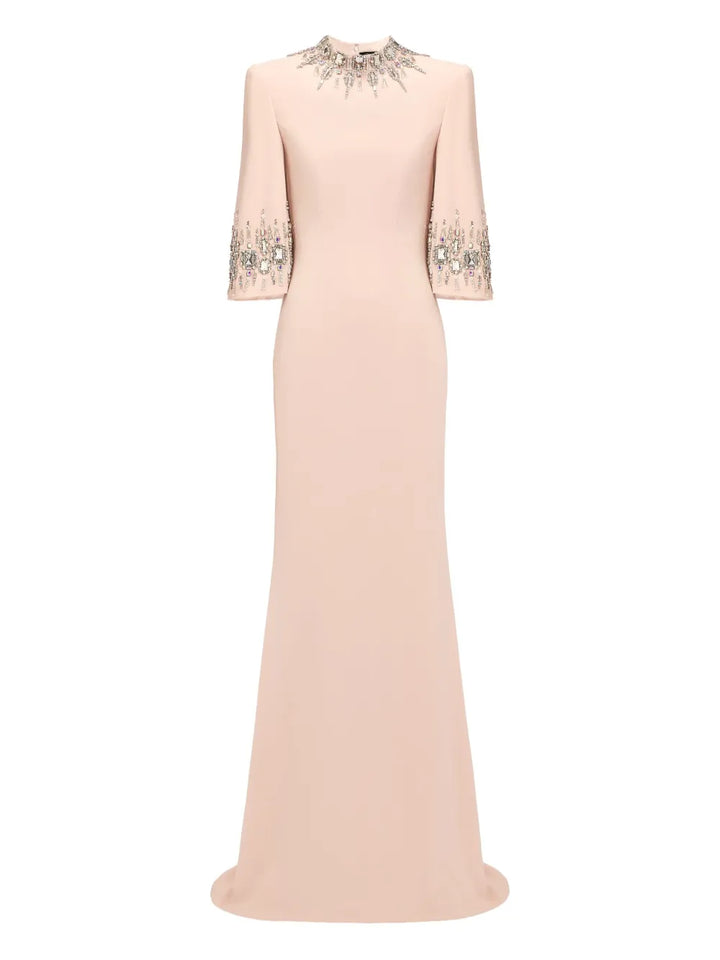 Jenny Packham Llana Embellished Maxi Dress — Pink — Size S — Front View