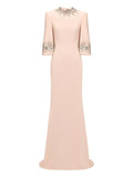 Jenny Packham Llana Embellished Maxi Dress — Pink — Size S — Front View