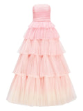 Jenny Packham Adore Tiered Bow Gown — Red/ Pink — Size XS — Front View