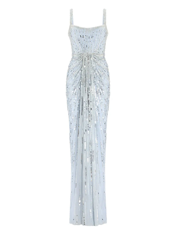 Jenny Packham Chrissy Embellished Dress — Blue — Size M — Front View