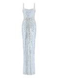 Jenny Packham Chrissy Embellished Dress — Blue — Size M — Front View