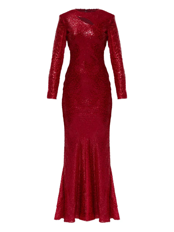 Self Portrait Cut Out Long Sleeved Dress — Red — Size XS — Front View