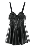 Adidas Faux Leather Dress — Black — Size XS — Front View