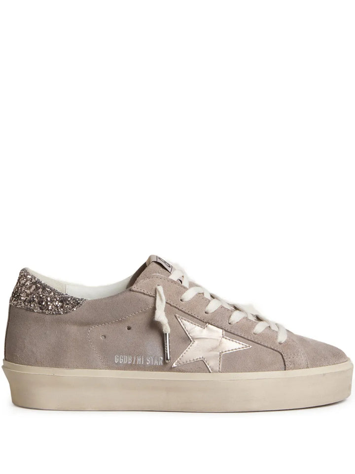 Golden Goose Hi Star Glitter — Grey — Size US M 3.5 - US W 5 — Front View