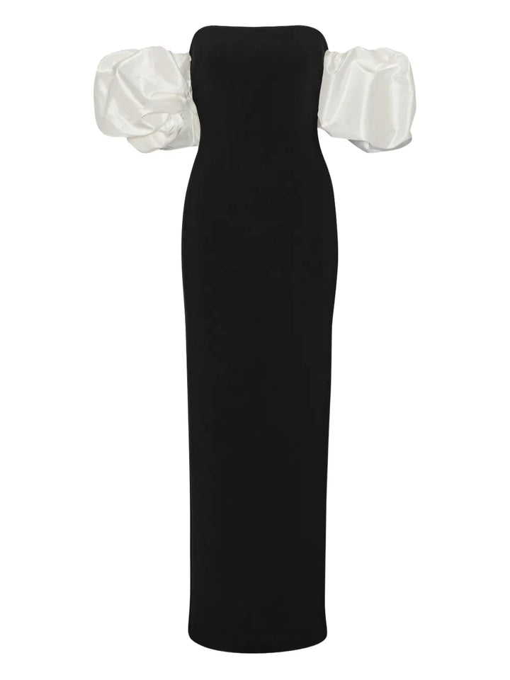 Rotate Birger Christensen Puff Sleeve Maxi Dress — Black — Size XS — Front View
