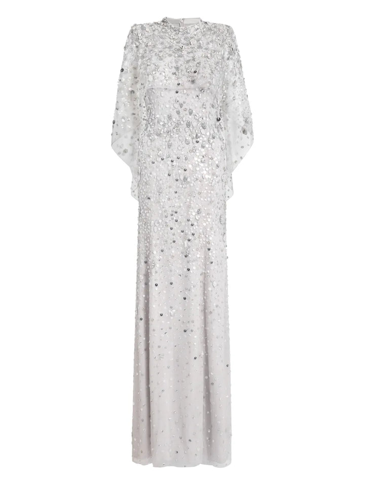 Jenny Packham Gracie Bead Embellished Maxi Dress — White — Size XS — Front View