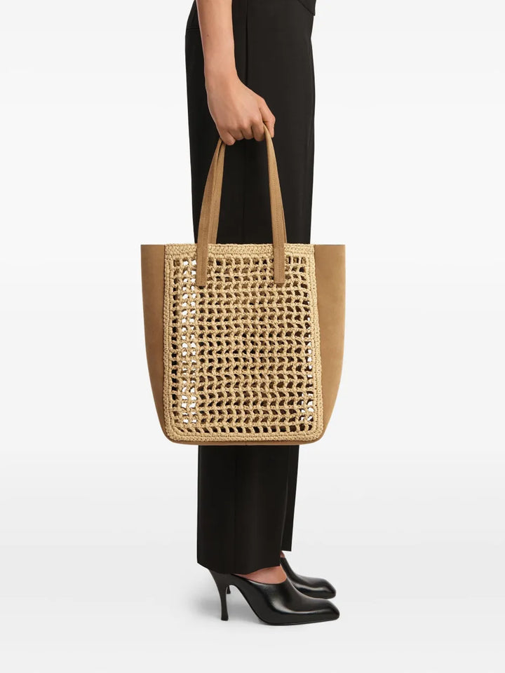 Khaite Small Zoe Woven Panel Tote Bag — Same as shown — Size One Size — Side View