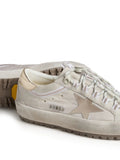 Golden Goose Super-Star Ski In Light Gray Nylon With Metallic Leather — White — Size US M 3.5 - US W 5 — Back View