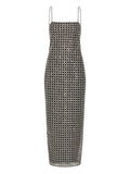 Rotate Birger Christensen Beaded Slip Maxi Dress — Black — Size XS — Front View