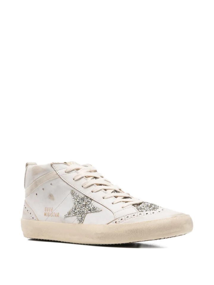 Golden Goose Mid Star Glitter-Star Round-Toe — Beige — Size US M 3.5 - US W 5 — Side View