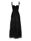 Oscar De La Renta Foxglove Guipure Dress — Black — Size XS — Front View