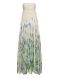 Oscar De La Renta Allium Chiffon Gown — Beige — Size XS — Front View