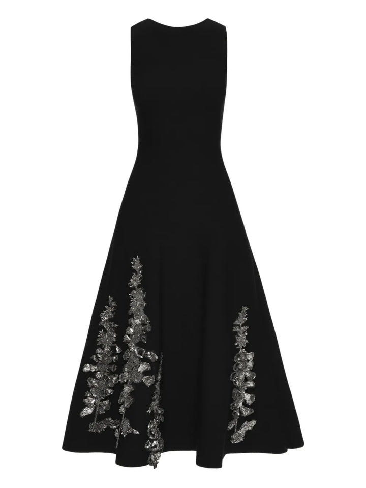 Oscar De La Renta Foxglove Sequin Embellished Dress — Black/ Red — Size XS — Front View