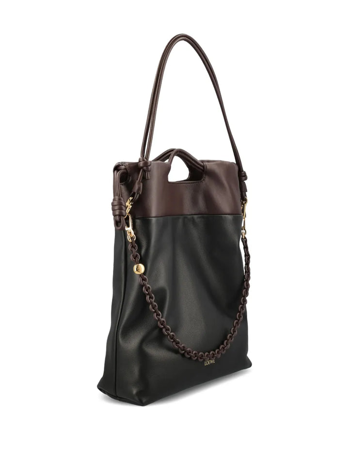 Loewe Chain Detail Leather Shoulder Bag — Same as shown — Size One Size — Back View