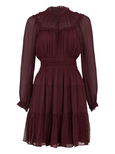Ulla Johnson Ava Silk Mini Dress — Brown/ Red — Size S — Front View