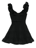 Zimmermann Pleated Frill Mini Dress — Black/ Red — Size XXL — Front View