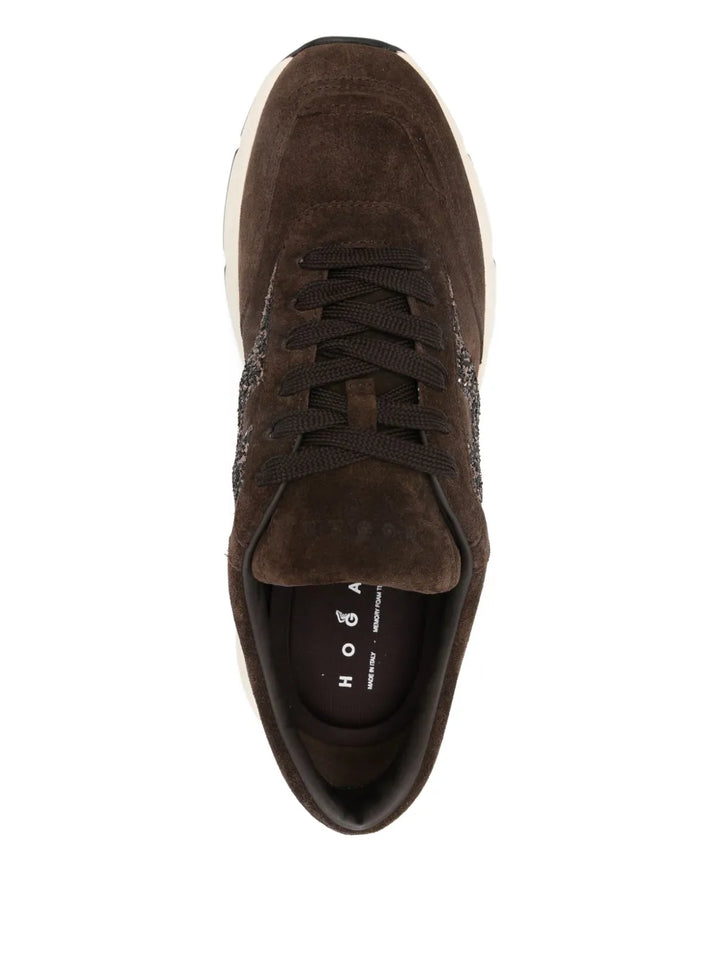 Hogan Glitter Logo Trainers — Brown — Size US M 3.5 - US W 5 — Top View