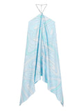Pucci Marmo Print Silk Midi Dress — Blue — Size XS — Front View