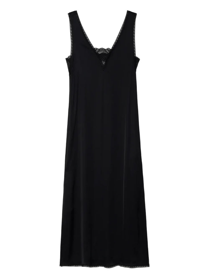 Zadigvoltaire Renzo Satin Fabric Dress — Black — Size M — Front View