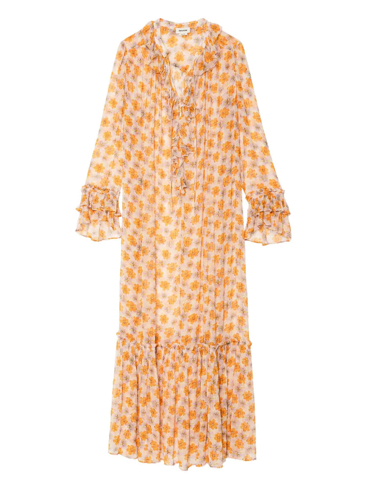 Zadigvoltaire Ralicel Floral Maxi Dress — Cream — Size XS — Front View