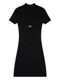Diesel M Olympe Cut Out Plaque Dress — Black — Size XS — Front View