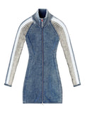 Diesel M Estelle Ribbed Zip Mini Dress — Blue — Size XS — Front View