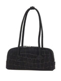 Marge Sherwood Soft Boston Croc Effect Suede Shoulder Bag — Same as shown — Size One Size — Front View
