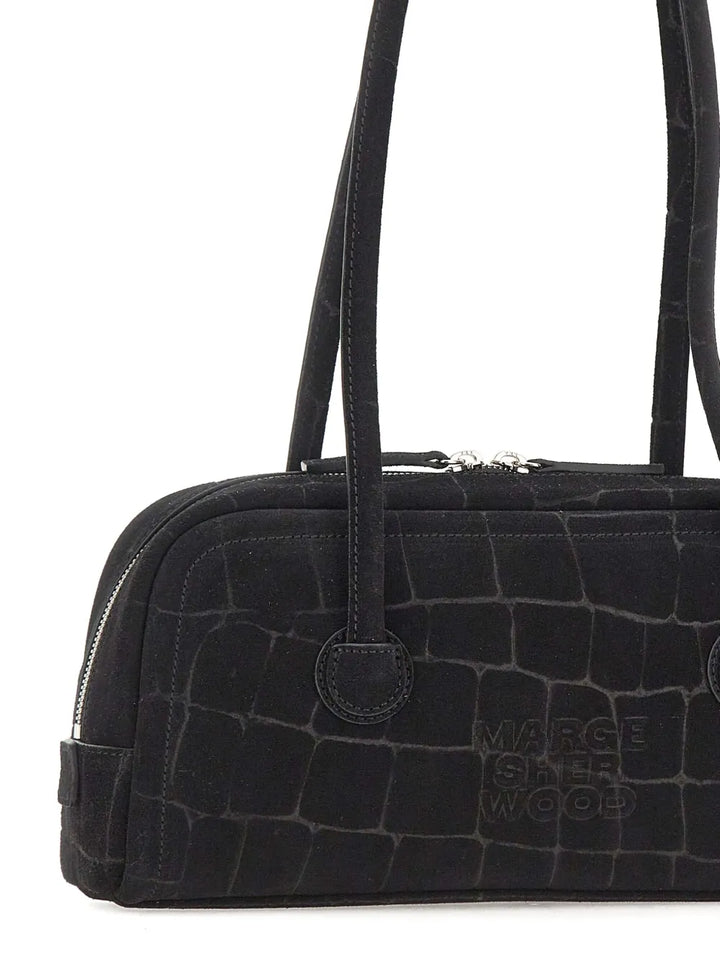 Marge Sherwood Soft Boston Croc Effect Suede Shoulder Bag — Same as shown — Size One Size — Detail View