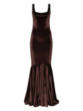Atu Body Couture Velvet Texture Dress — Brown/ Red — Size XS — Front View