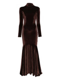 Atu Body Couture Velvet Finish Dress — Brown/ Red — Size XS — Front View
