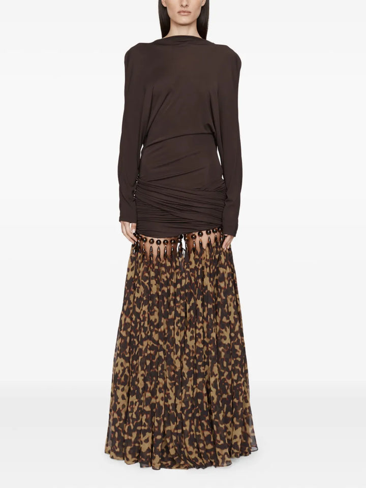 Christopher Esber Droplet Jersey Gown — Brown/ Red — Size XS — Front View