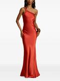 Arcina Ori Monique Asymmetric Tie Gown Dress — Red — Size XS — Front View