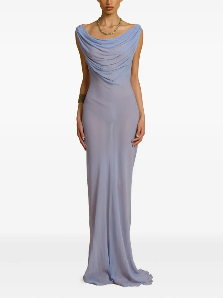 Arcina Ori Jordana Open Back Maxi Dress — Blue — Size XS — Front View