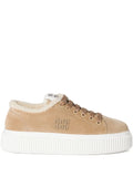 Miu Miu Logo-Embroidered Suede — Beige — Size US M 3.5 - US W 5 — Side View