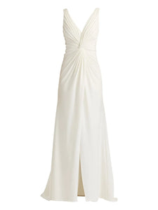 Tadashi Shoji Jessey Twist Detail Gown — White/ Ivory — Size XS — Front View