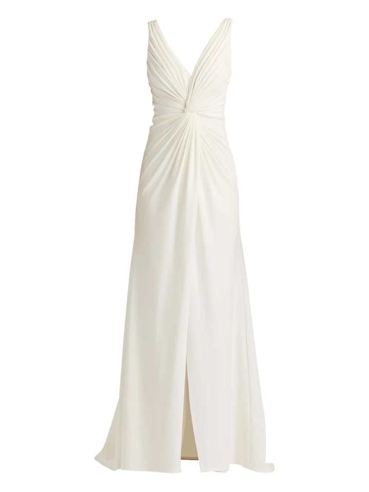 Tadashi Shoji Jessey Twist Detail Gown — White/ Ivory — Size XS — Front View