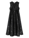 Ganni Floral Bow Midi Dress — Black — Size S — Front View