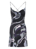 Pucci Cowl Neck Abstract Print Dress — Black — Size XS — Front View