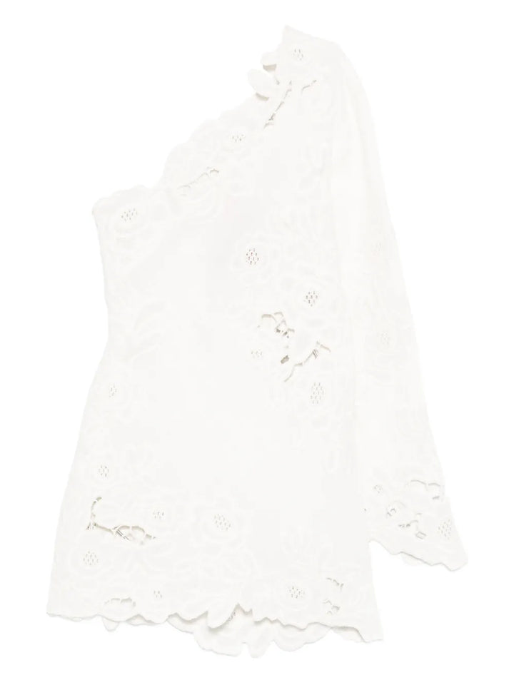 Cult Gaia Marlena One Shoulder Floral Mini Dress — White — Size XS — Front View