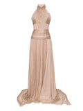 Mmarquise Irene Bead Embellished Gown — Beige/ Red — Size XS — Front View