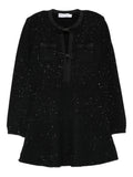 Self Portrait Sequin Bow Mini Dress — Black — Size XS — Front View