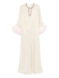 Self Portrait Feather Embellished Maxi Dress — Same as shown — Size XS — Front View