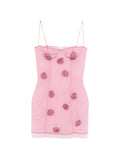 Oseree Rose Balconette Mini Dress — Pink — Size M — Front View