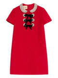 Valentino Garavani Embroidered Crepe Couture Mini Dress — Red — Size XS — Front View