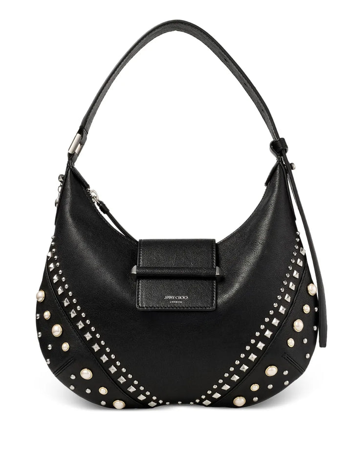 Jimmy Choo Small Bar Hobo Studded Pearl Shoulder Bag — Same as shown — Size One Size — Front View