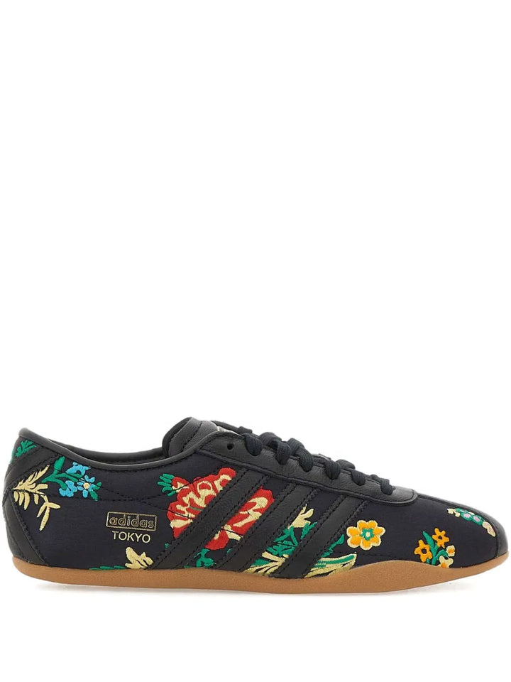 adidas Floral-Embroidered Lace-Up — Black — Size US M 3.5 - US W 5 — Front View