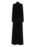 Norma Kamali Long Sleeve Pleated Dress — Black — Size XS — Front View