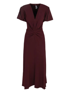 Victoria Beckham V Neck Pleated Midi Dress — Same as shown — Size XS — Front View