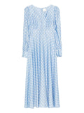 Posse Tillie Polka Dot V Neck Maxi Dress — Blue — Size XS — Front View